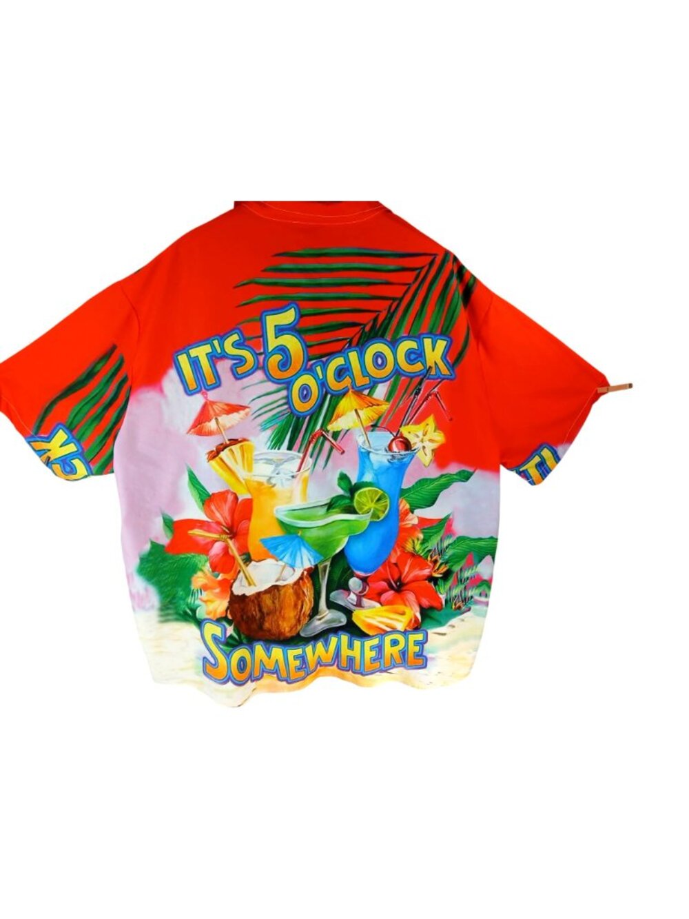 Aloha Mens 5 OClock Short Sleeve Hawaiian Shirt Size 5XL Red Multicolor Tropical - Picture 8 of 12